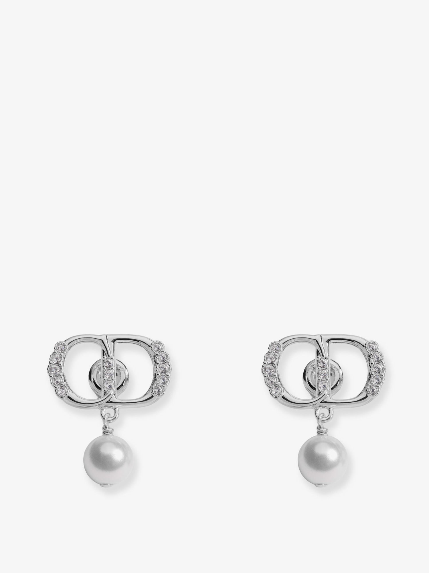 Dior Women's Petit CD Brass Earrings Silver