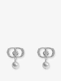 Dior Women's Petit CD Brass Earrings Silver