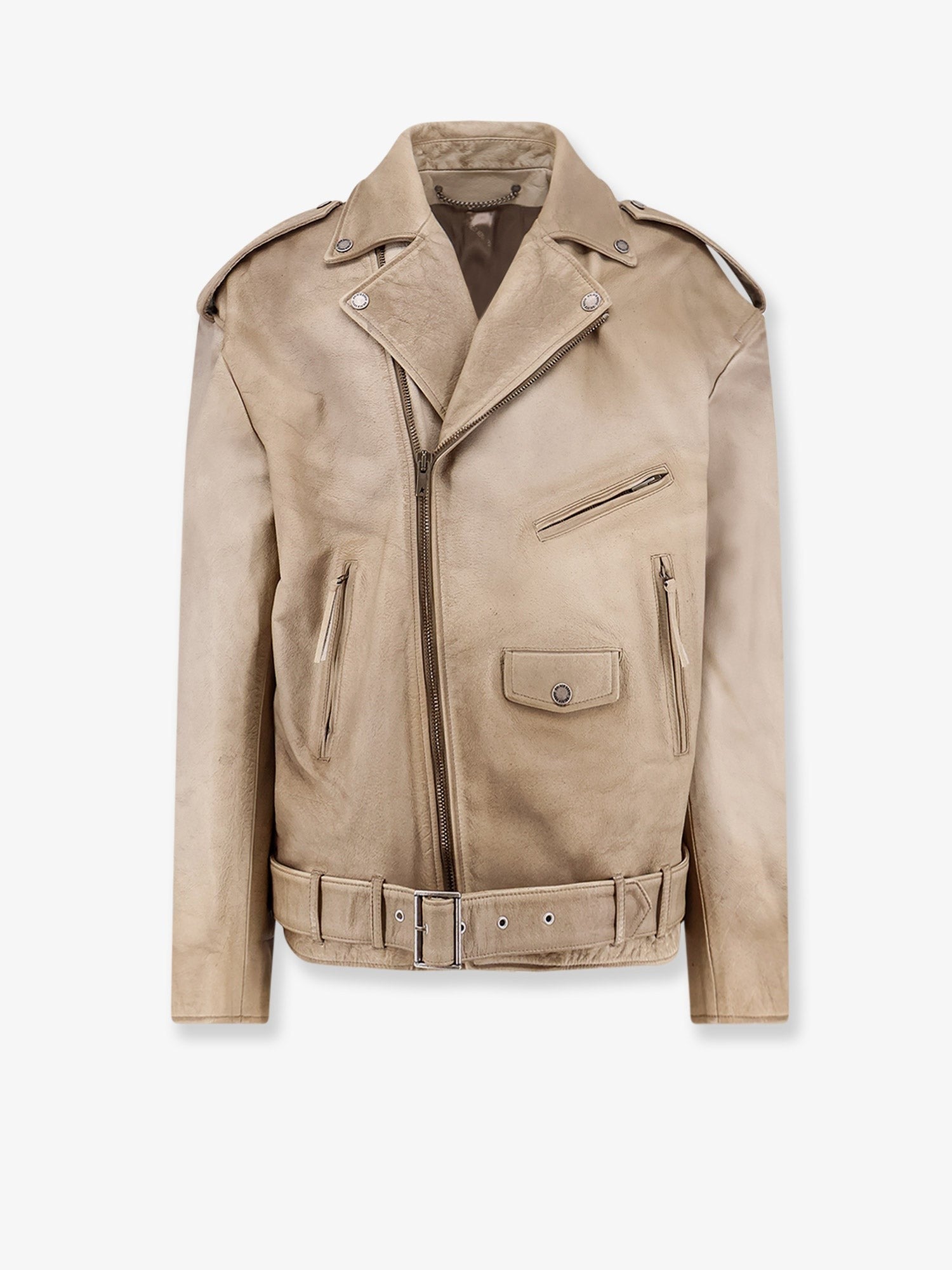 Golden Goose Men's Phoebe over Leather Jacket Beige
