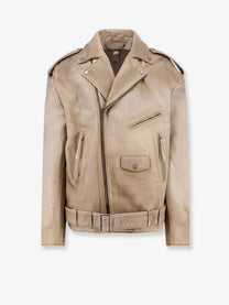 Golden Goose Men's Phoebe over Leather Jacket Beige