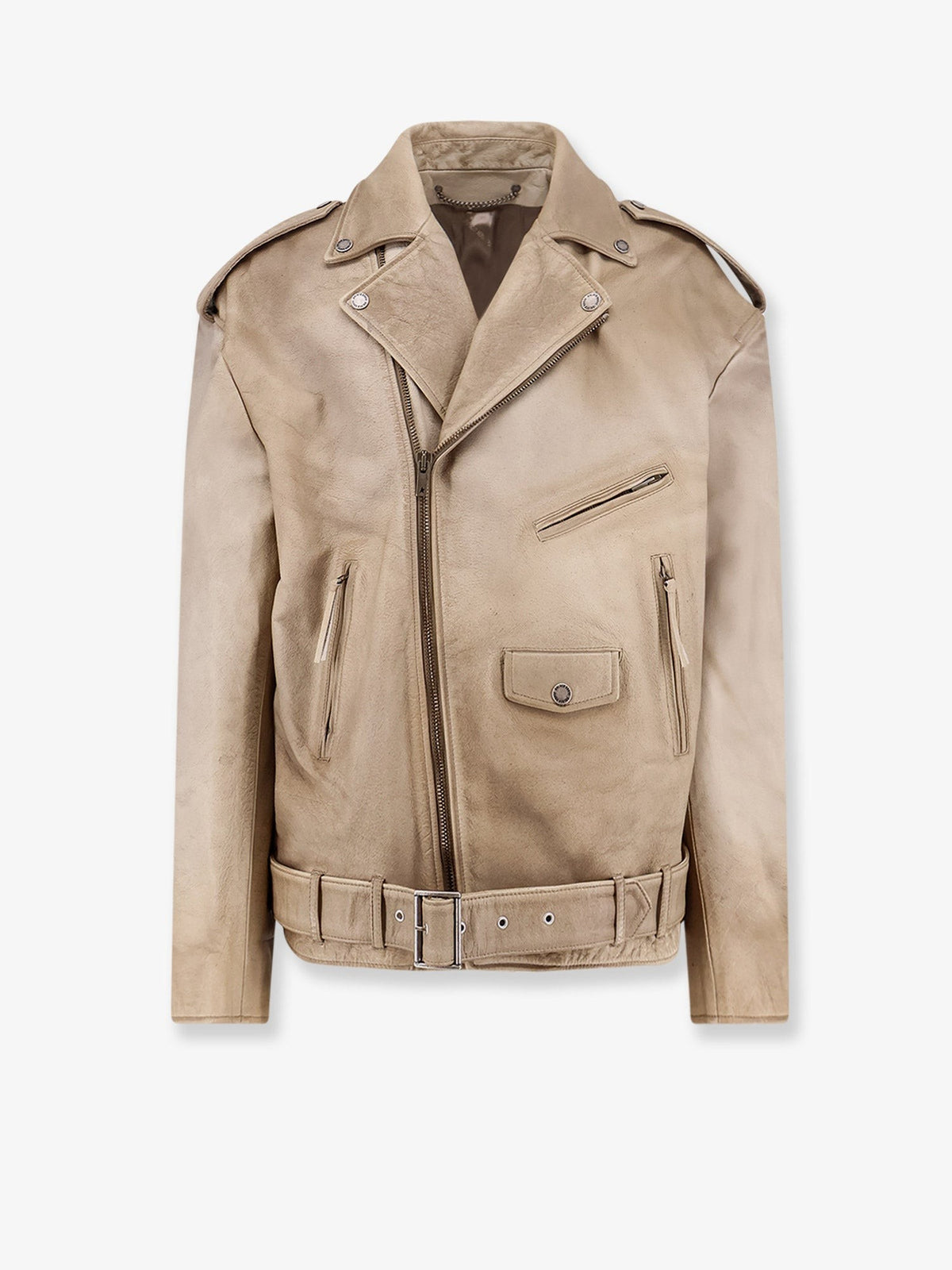Golden Goose Men's Phoebe over Leather Jacket Beige