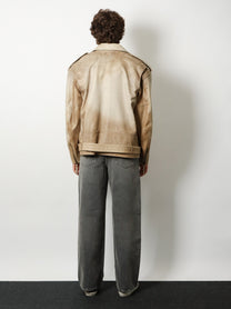 Golden Goose Men's Phoebe over Leather Jacket Beige