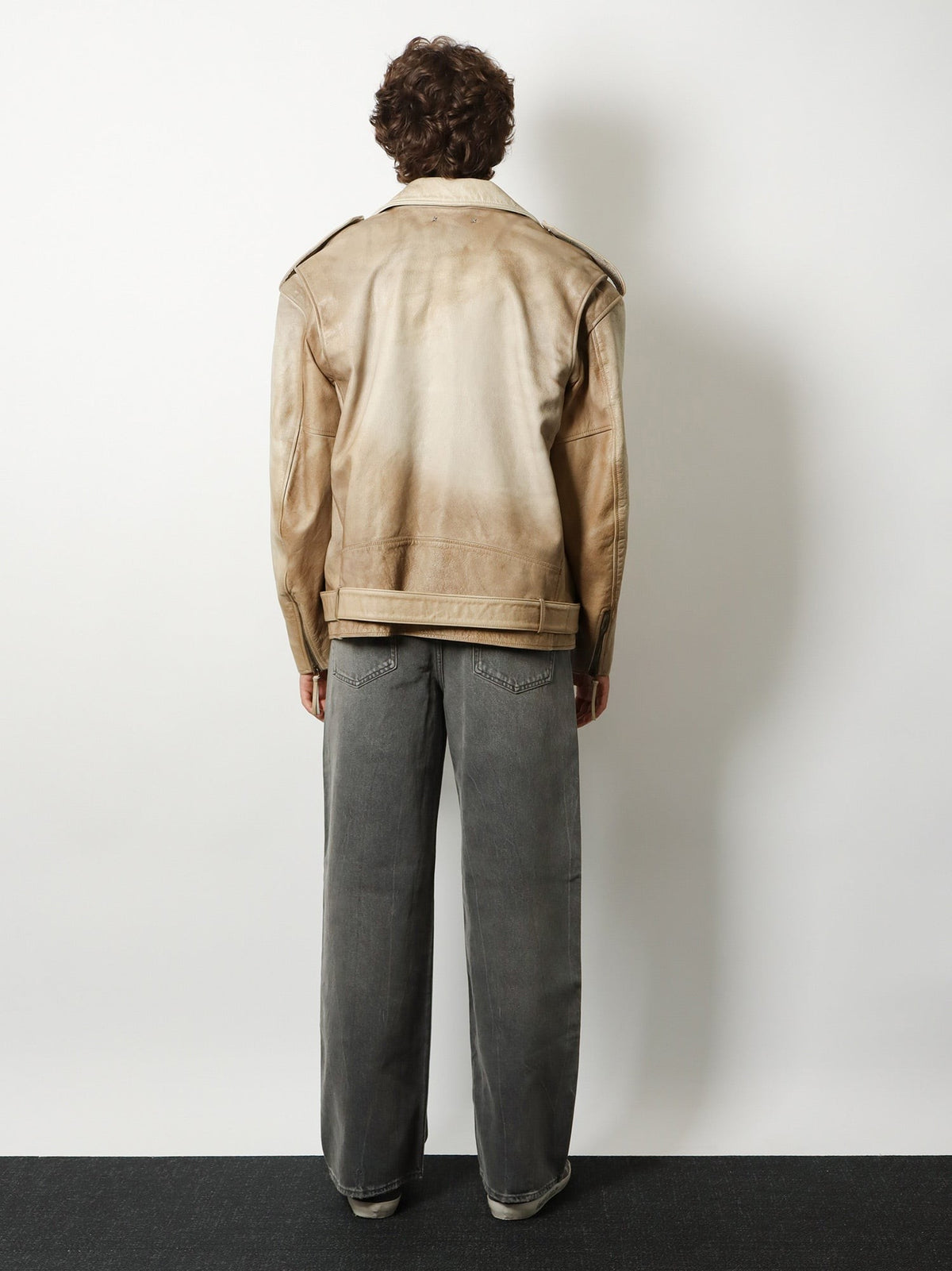 Golden Goose Men's Phoebe over Leather Jacket Beige, view 3