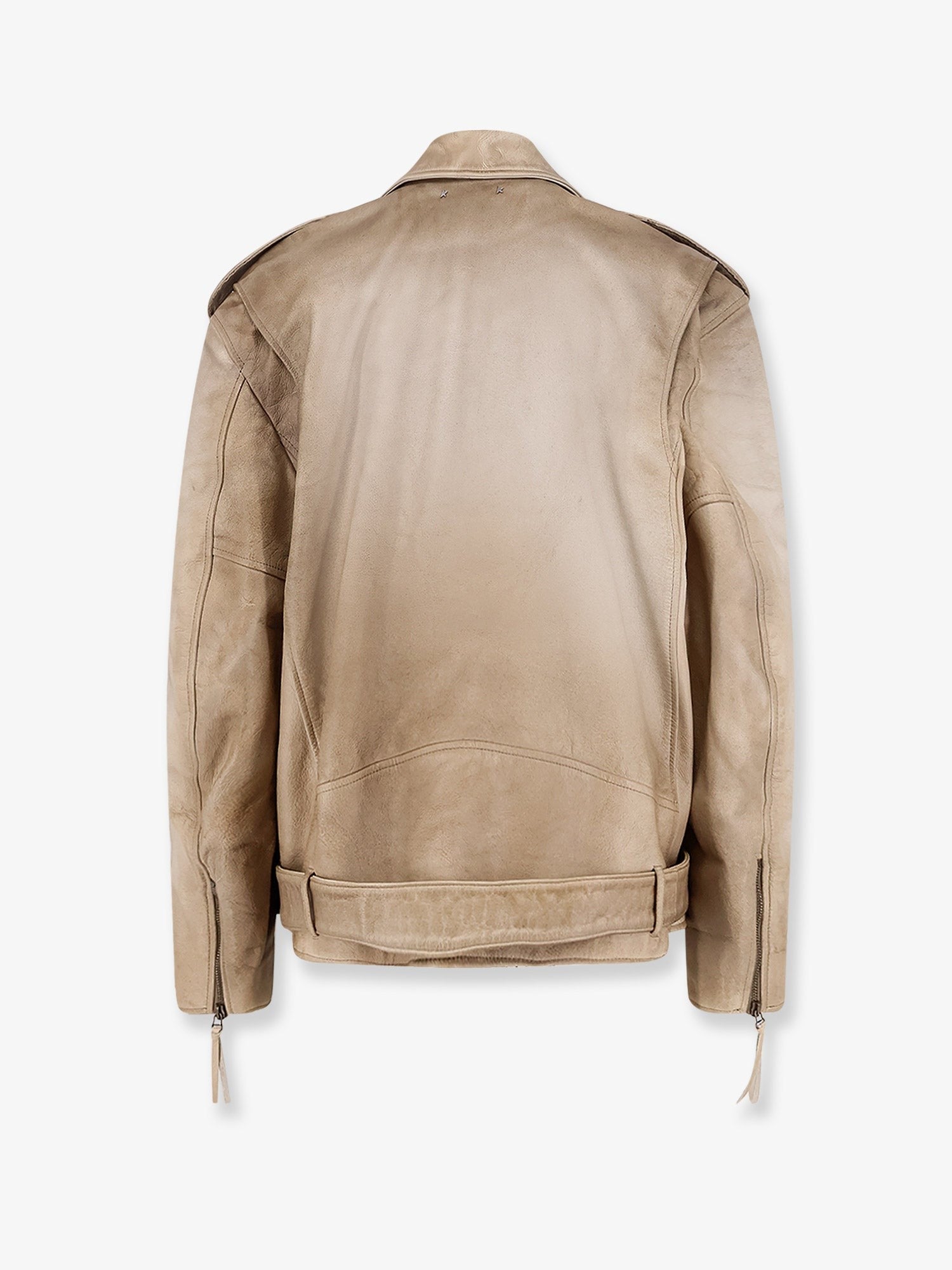 Golden Goose Men's Phoebe over Leather Jacket Beige