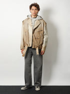 Golden Goose Men's Phoebe over Leather Jacket Beige, view 2