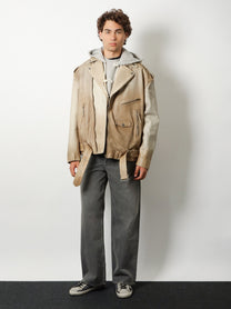 Golden Goose Men's Phoebe over Leather Jacket Beige