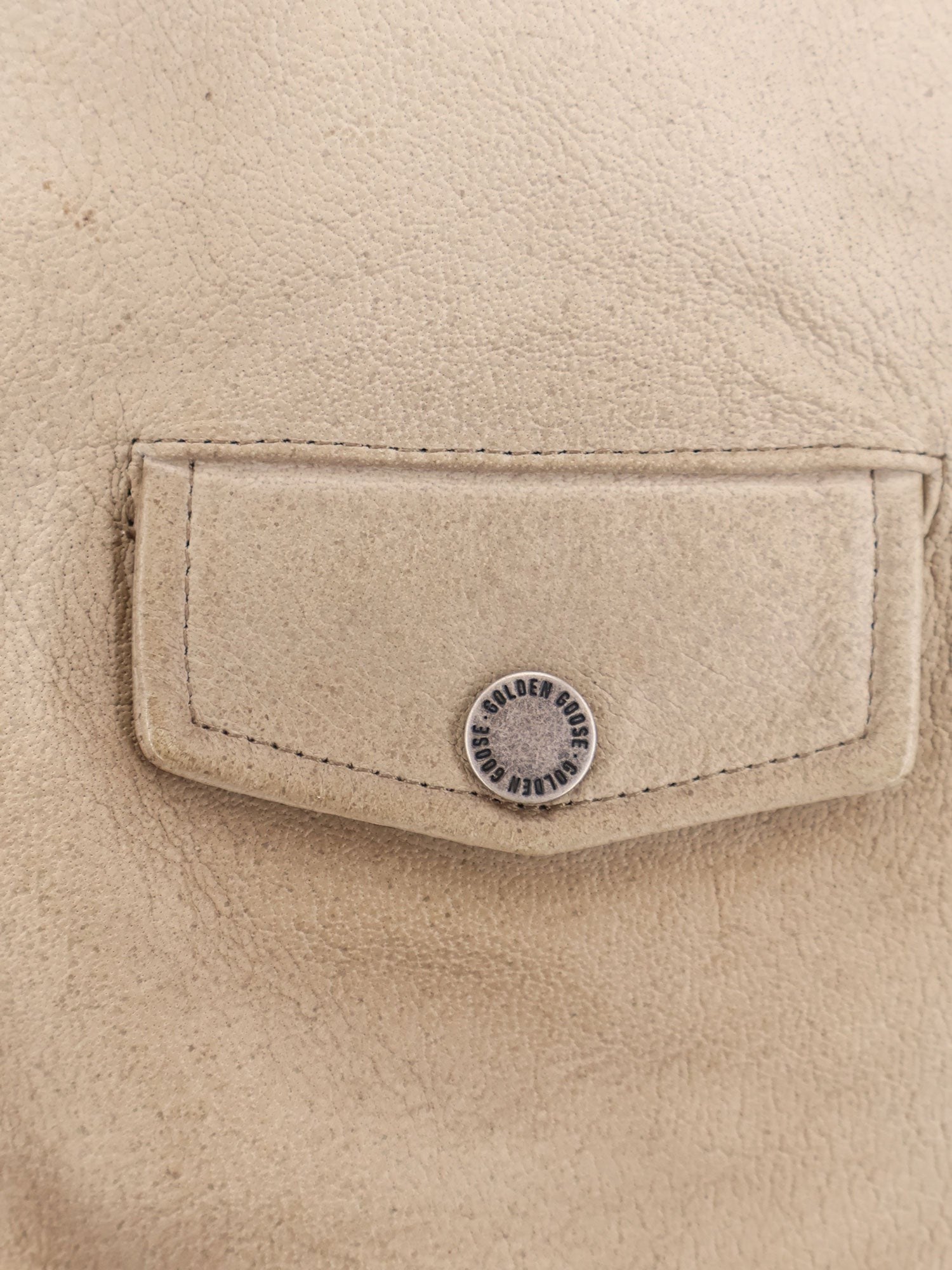 Golden Goose Men's Phoebe over Leather Jacket Beige