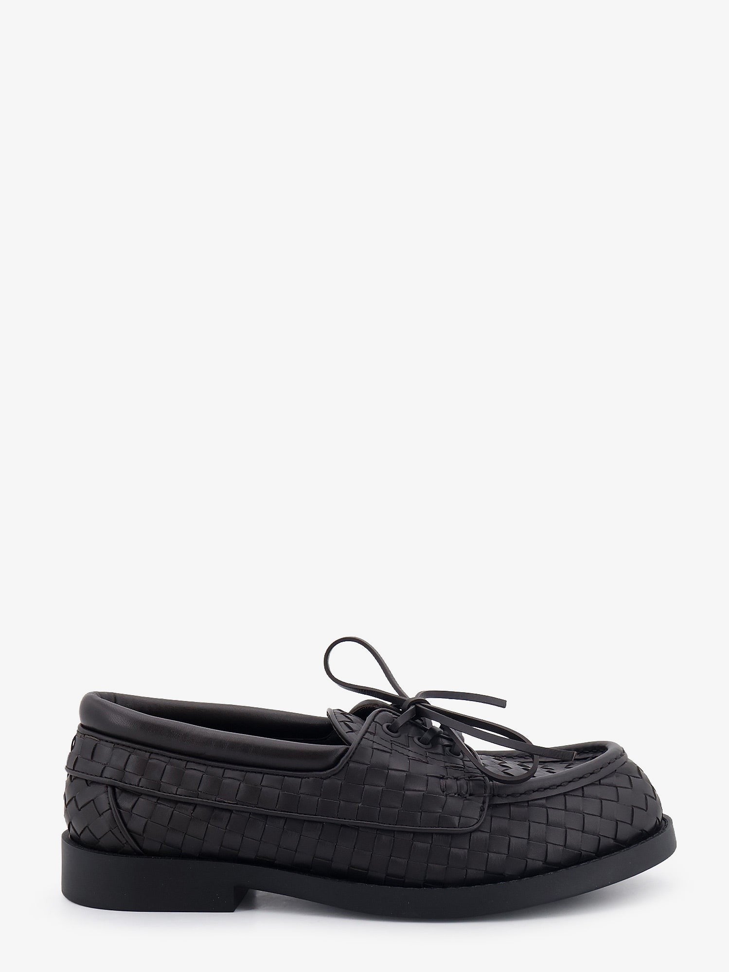 Bottega Veneta Men's Pier Intrecciato Leather Boat Shoes Brown