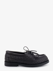 Bottega Veneta Men's Pier Intrecciato Leather Boat Shoes Brown