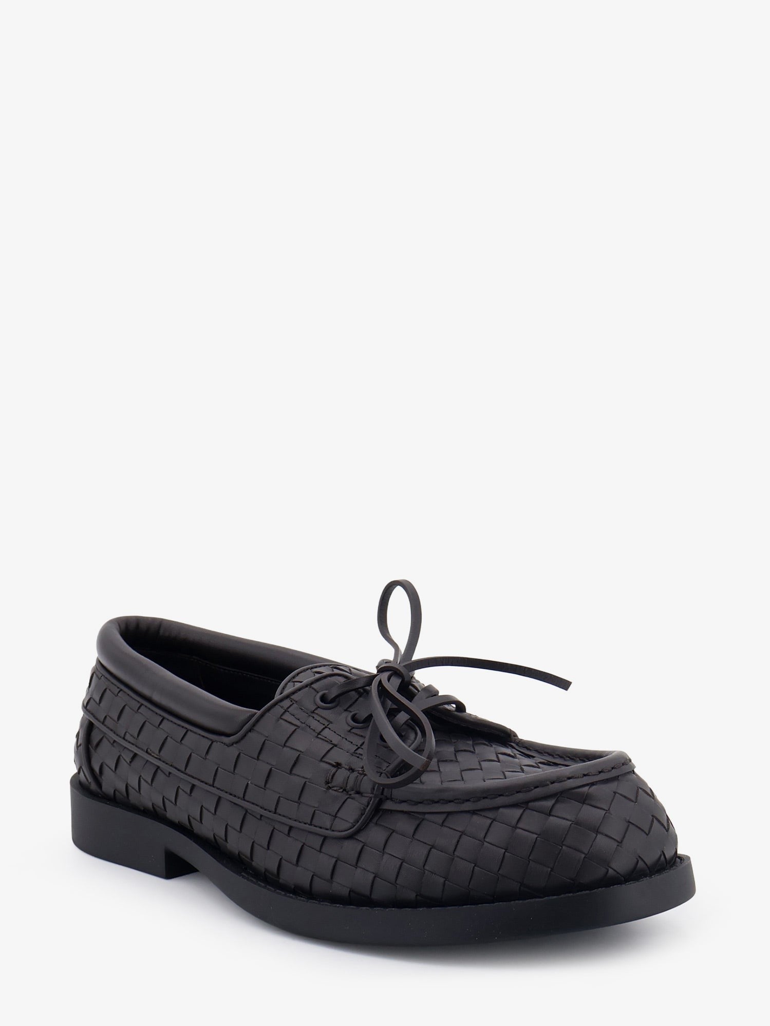Bottega Veneta Men's Pier Intrecciato Leather Boat Shoes Brown