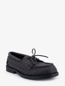 Bottega Veneta Men's Pier Intrecciato Leather Boat Shoes Brown