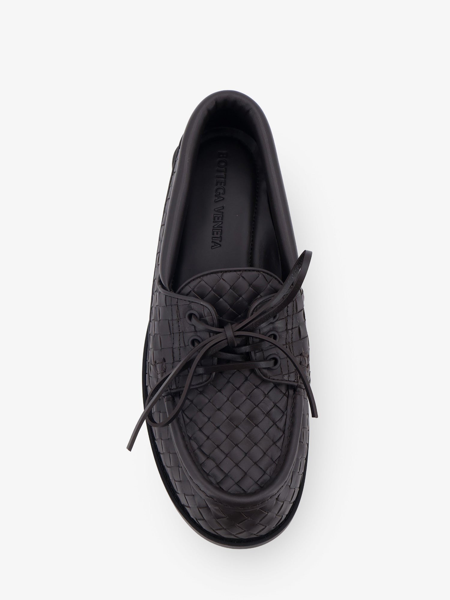 Bottega Veneta Men's Pier Intrecciato Leather Boat Shoes Brown