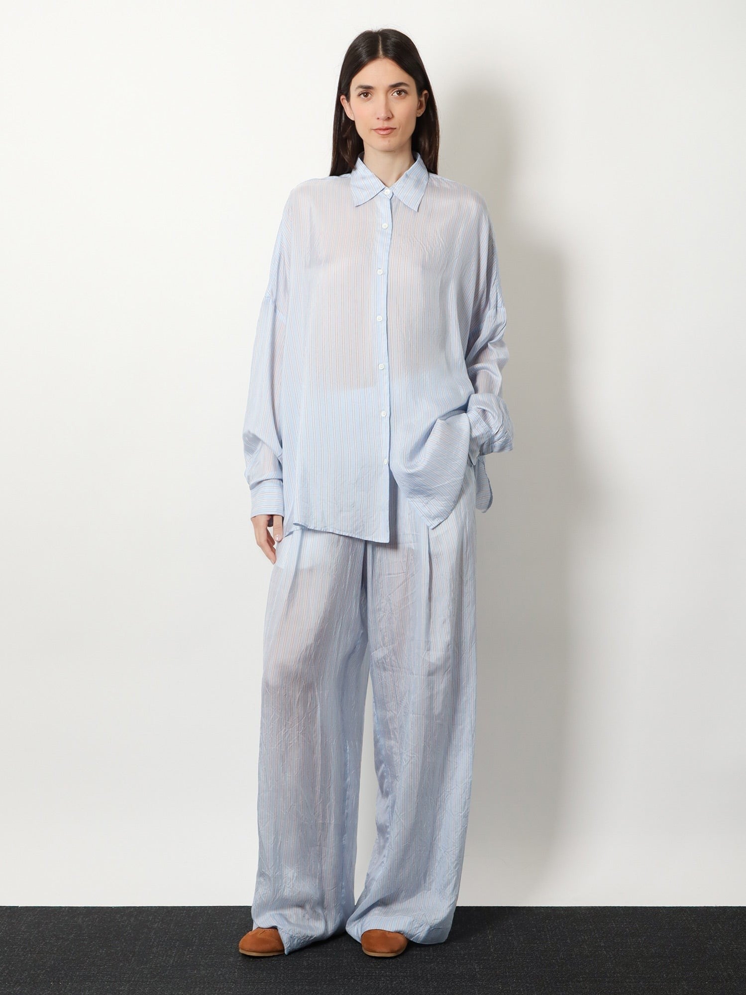 Dries Van Noten Women's Pila Cupro Trousers Blue