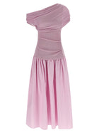 self-portrait Pink Cotton Draped Knit Midi Dress Blue