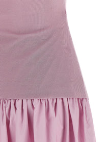 self-portrait Pink Cotton Draped Knit Midi Dress Blue, view 4