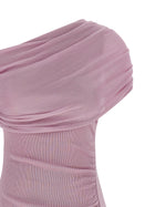 self-portrait Pink Cotton Draped Knit Midi Dress Blue, view 3