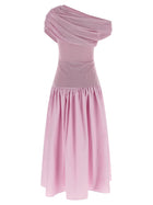 self-portrait Pink Cotton Draped Knit Midi Dress Blue, view 2