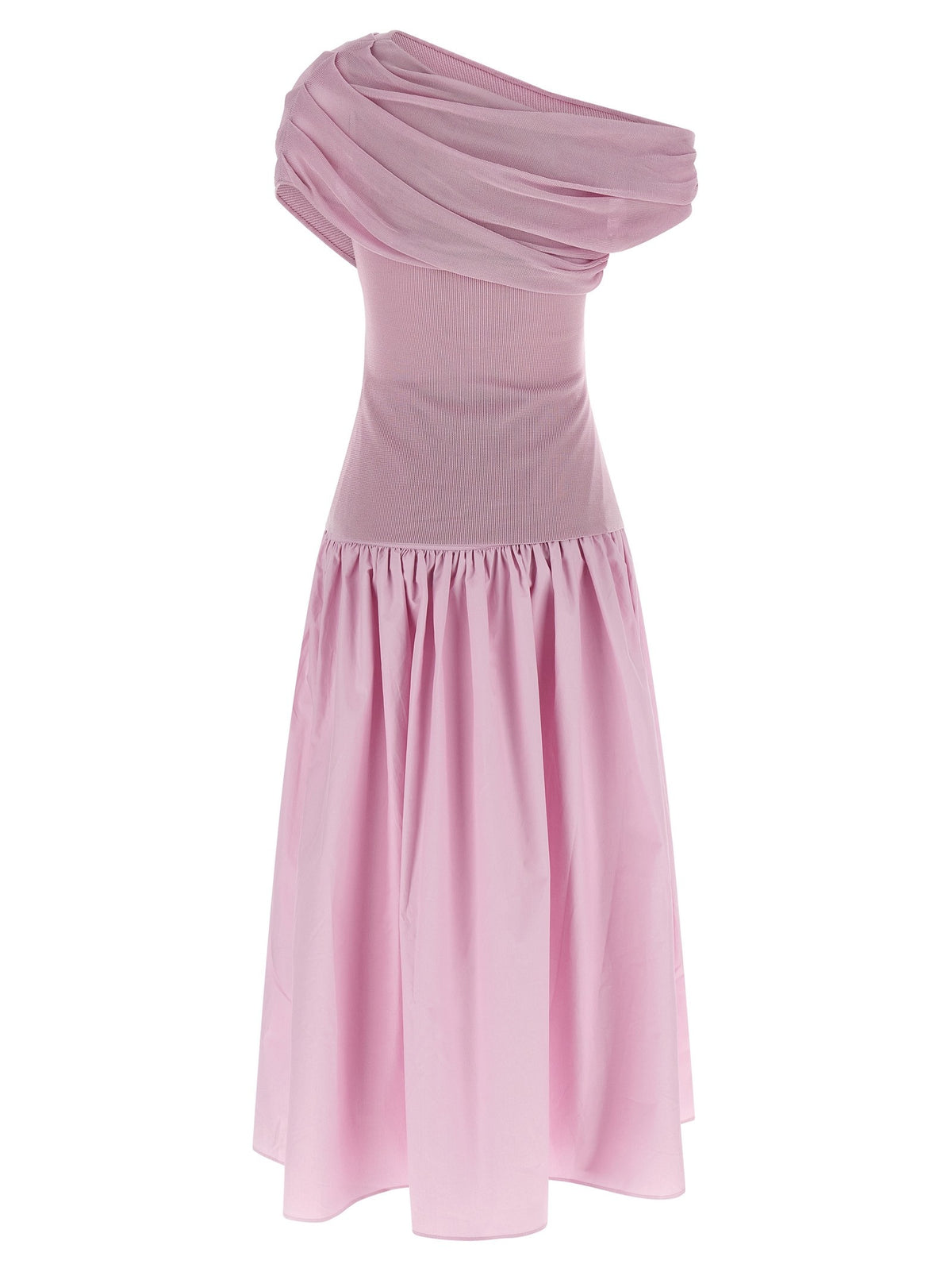 self-portrait Pink Cotton Draped Knit Midi Dress Blue, view 2