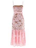 self-portrait Pink Crochet Lace Midi Dress Blue, view 2