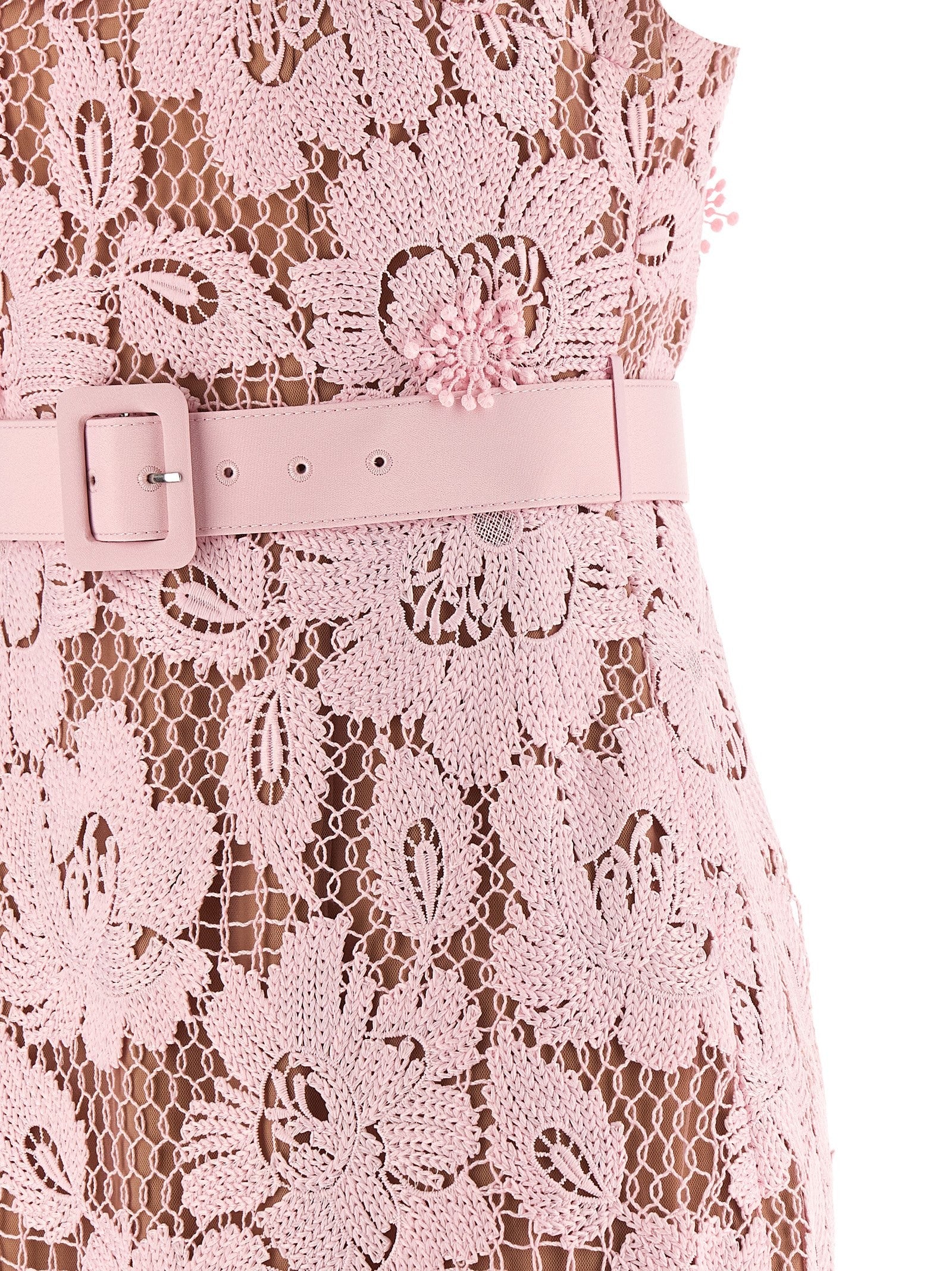 self-portrait Pink Crochet Lace Midi Dress Blue