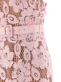 self-portrait Pink Crochet Lace Midi Dress Blue