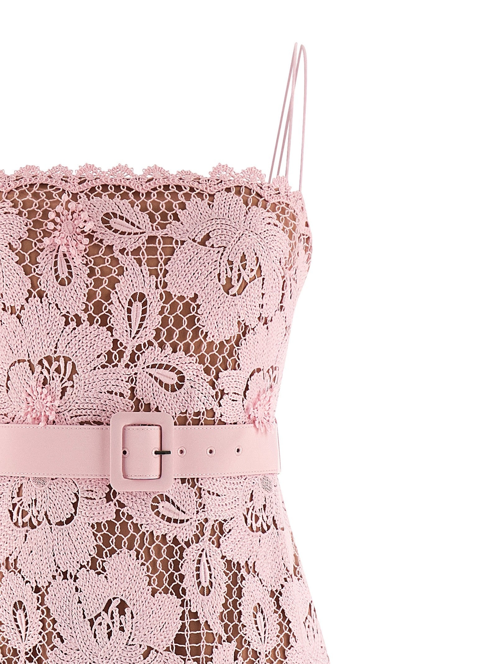 self-portrait Pink Crochet Lace Midi Dress Blue