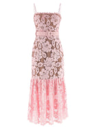 self-portrait Pink Crochet Lace Midi Dress Blue