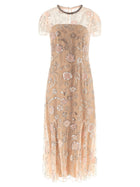 self-portrait Pink Flower Sequin Embellished Midi Dress Blue