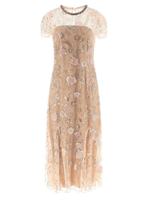 self-portrait Pink Flower Sequin Embellished Midi Dress Blue