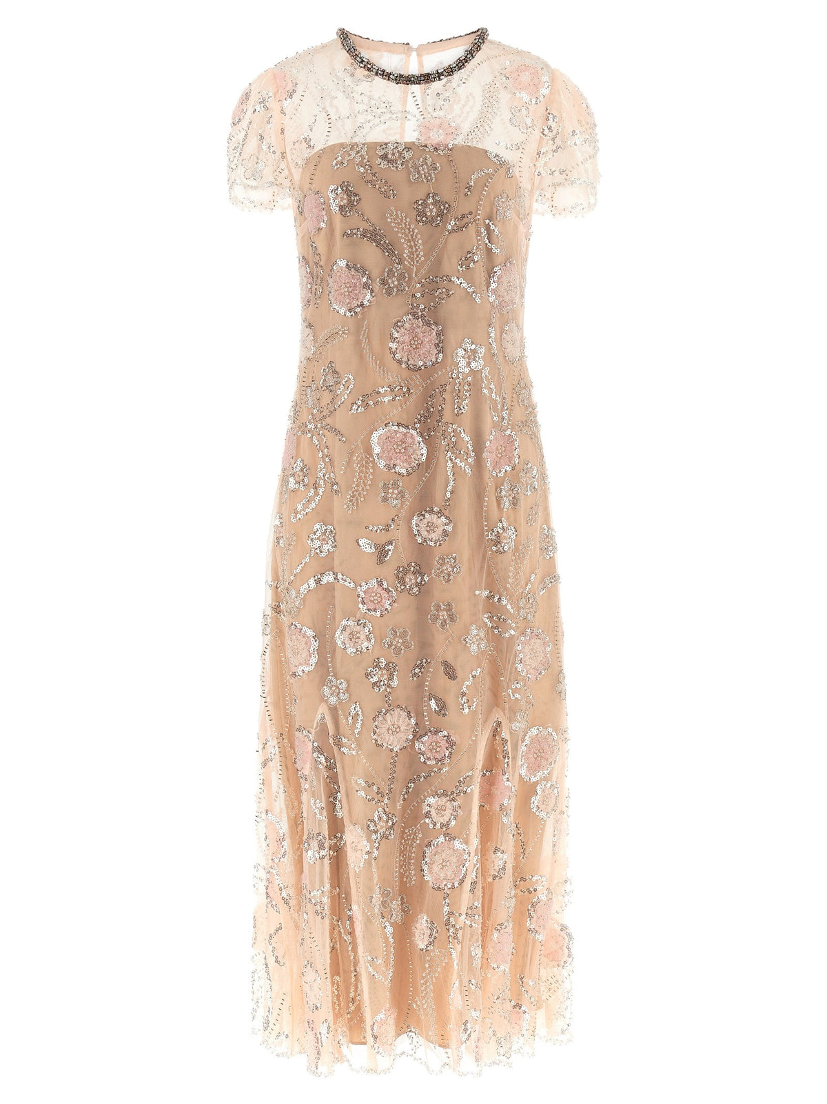 self-portrait Pink Flower Sequin Embellished Midi Dress Blue