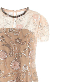 self-portrait Pink Flower Sequin Embellished Midi Dress Blue