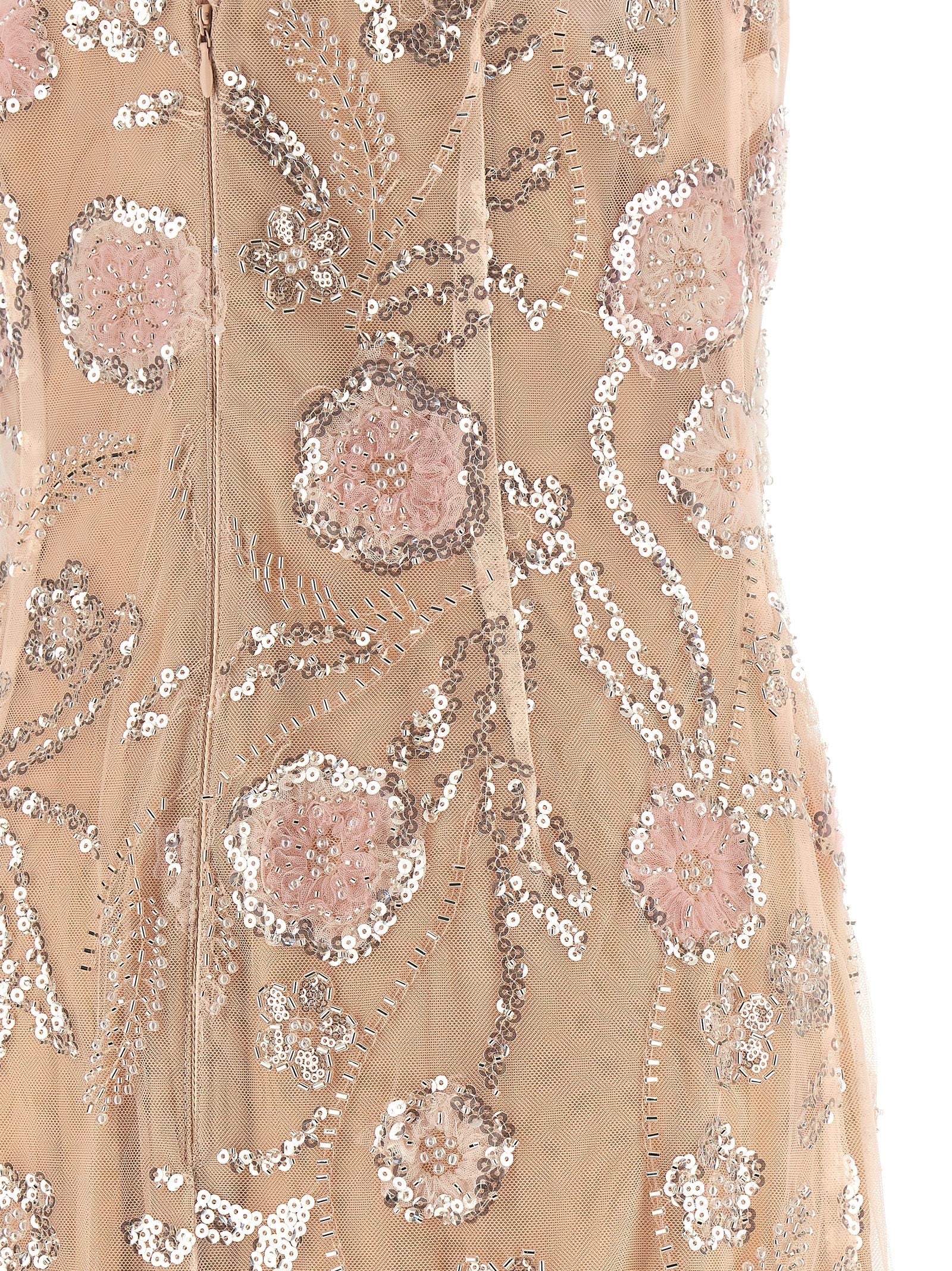 self-portrait Pink Flower Sequin Embellished Midi Dress Blue