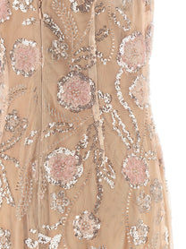 self-portrait Pink Flower Sequin Embellished Midi Dress Blue