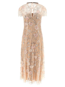 self-portrait Pink Flower Sequin Embellished Midi Dress Blue