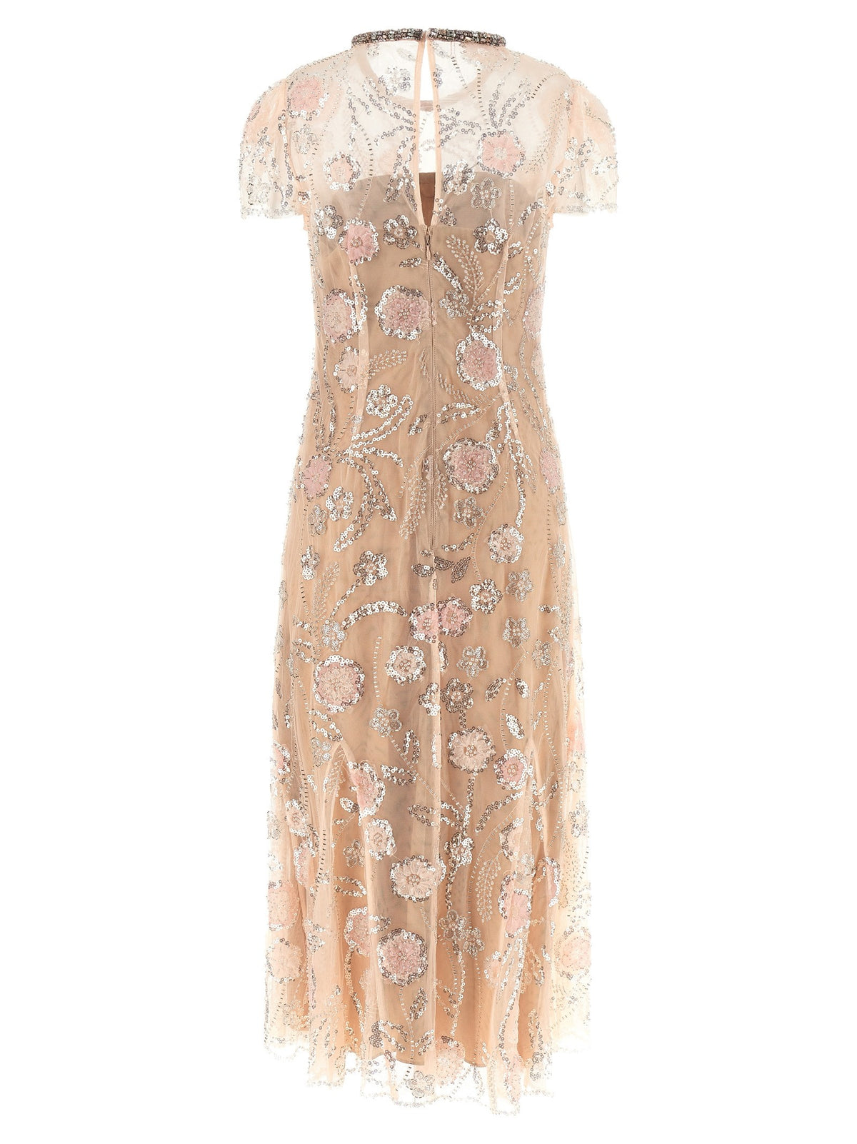 self-portrait Pink Flower Sequin Embellished Midi Dress Blue, view 2