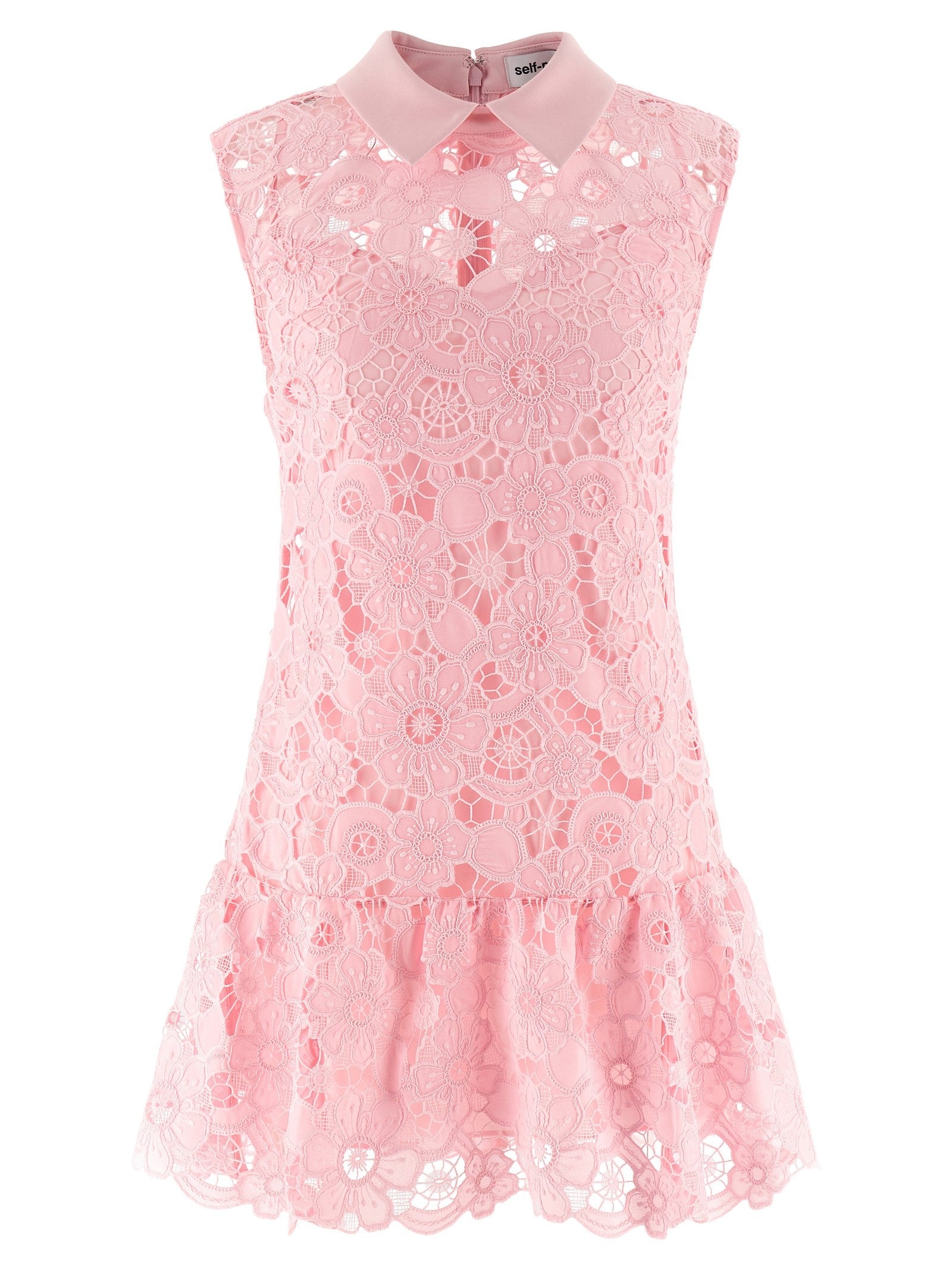 self-portrait Pink Lace Collared Dress Blue