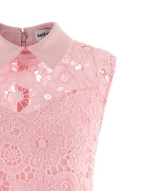 self-portrait Pink Lace Collared Dress Blue
