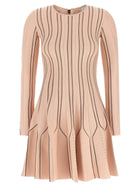 Elisabetta Franchi Pink Origami Knit Dress Blue