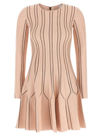 Elisabetta Franchi Pink Origami Knit Dress Blue