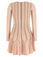 Elisabetta Franchi Pink Origami Knit Dress Blue