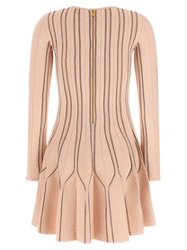 Elisabetta Franchi Pink Origami Knit Dress Blue