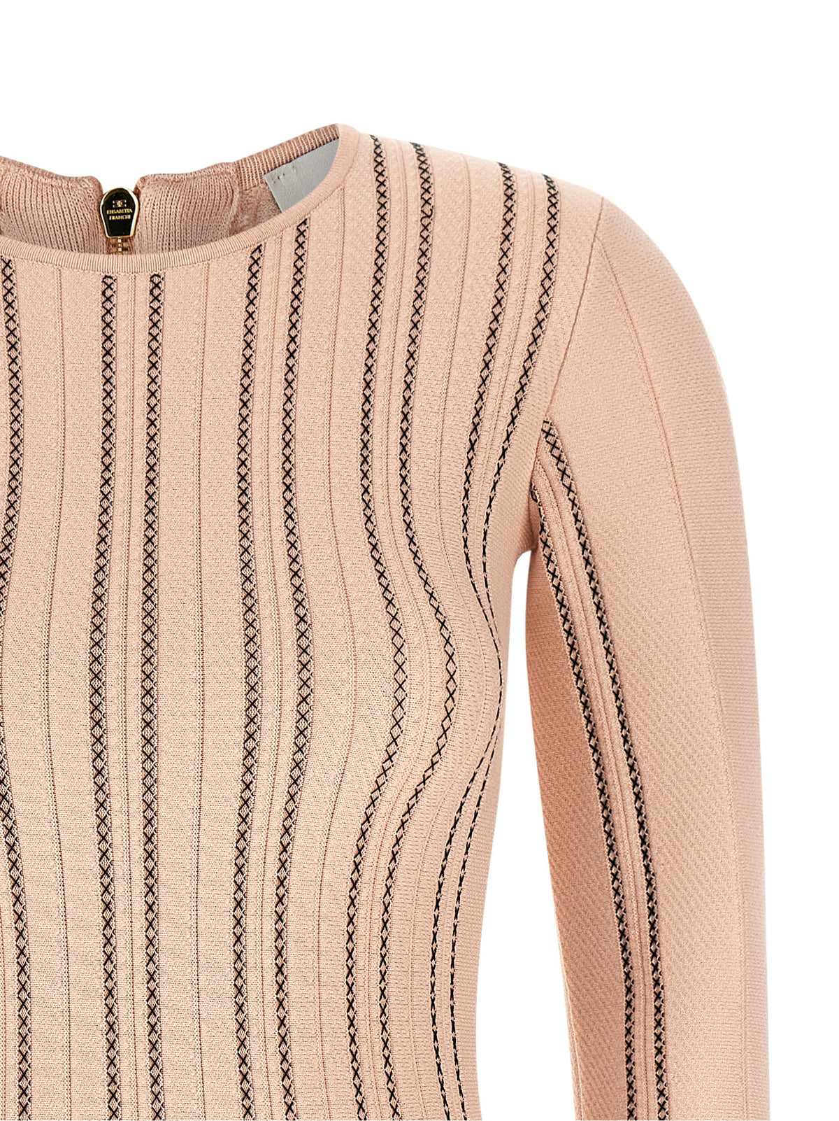Elisabetta Franchi Pink Origami Knit Dress Blue