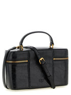 Pinko Crumpled Effect Leather Handbag Black, view 2