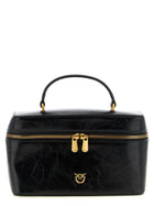 Pinko Crumpled Effect Leather Handbag Black