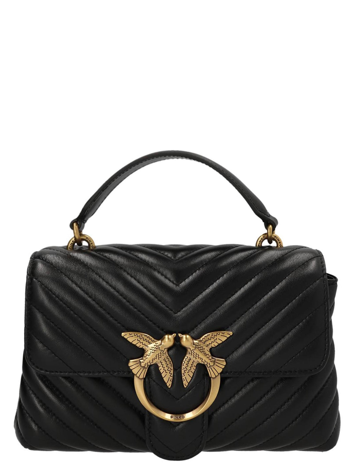 Pinko Hand Bag Big Lady Love Bag Puff Chevron Black