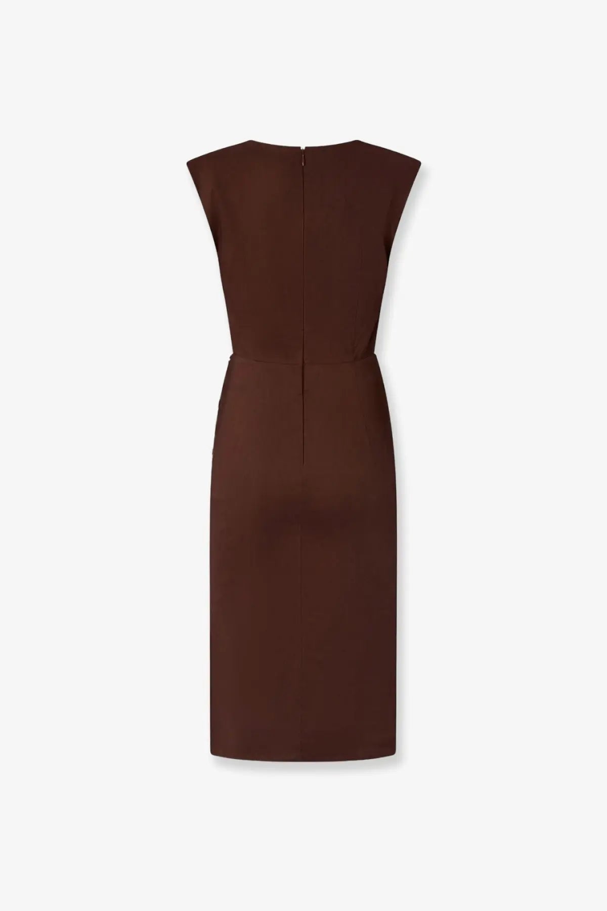 Pinko women’s Alissa sleeveless brown linen and viscose dress with fitted silhouette and back zipper detail