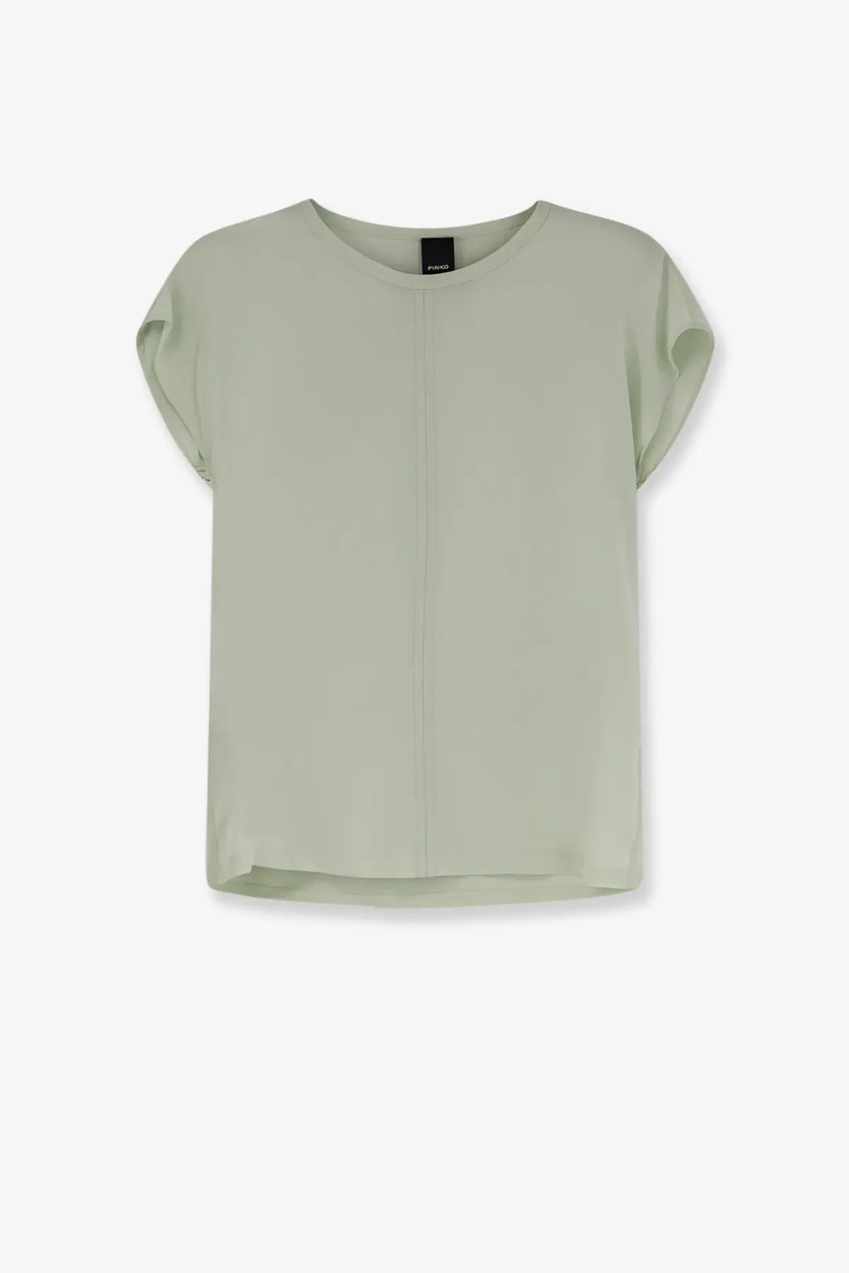Pinko women’s blossom silk shirt green soft sage green lightweight blouse with short flutter sleeves and vertical seam