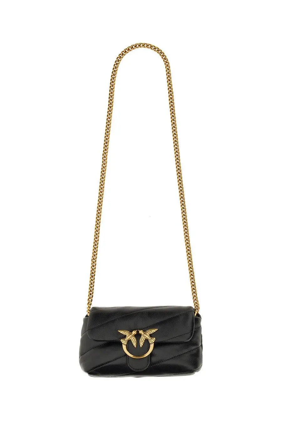 Pinko women’s borsa love puff baby black black quilted leather crossbody bag with gold-tone hardware