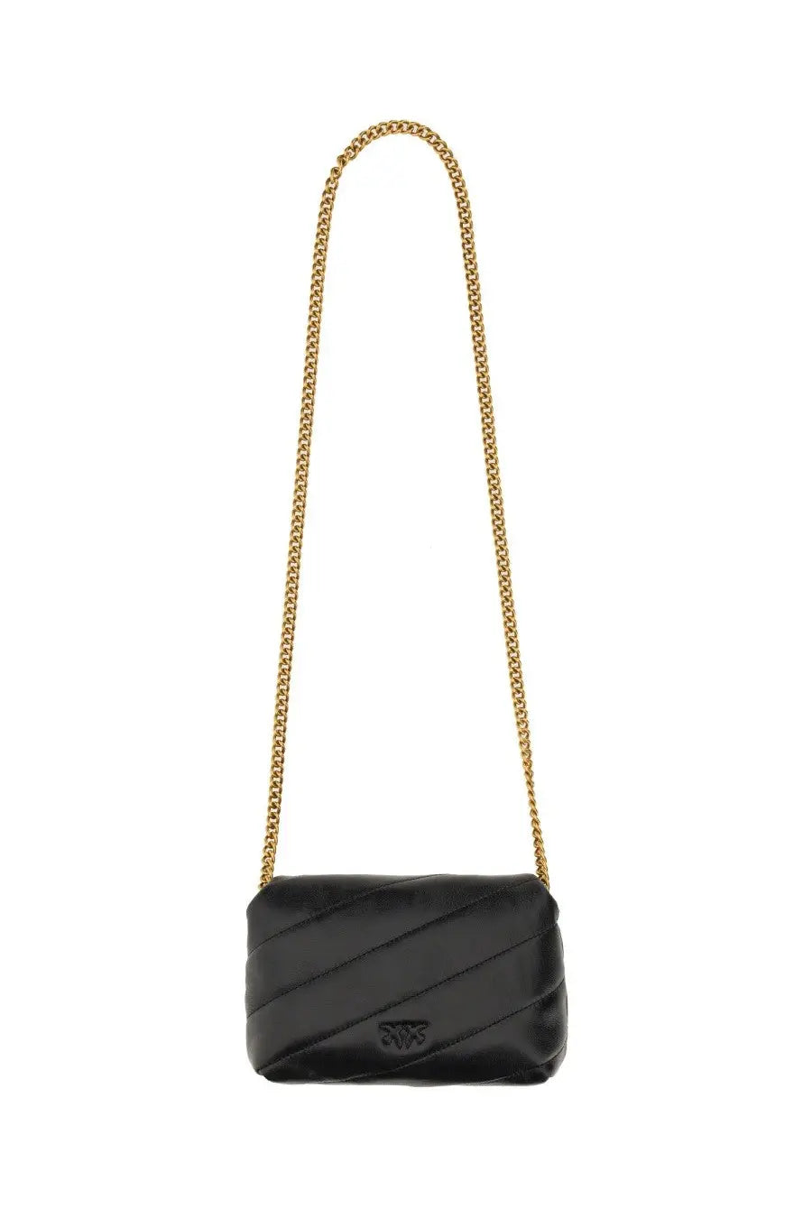 Pinko women’s borsa love puff baby black black quilted leather crossbody bag with gold-tone chain strap