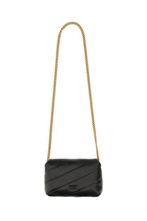Pinko women’s borsa love puff baby black black quilted leather crossbody bag with gold-tone chain strap